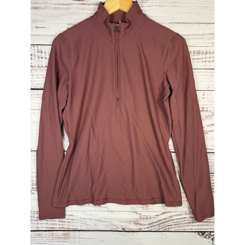 Calia Essential Pullover Women Medium Mauve WCG11034 Quarter Zip Ribbed Top